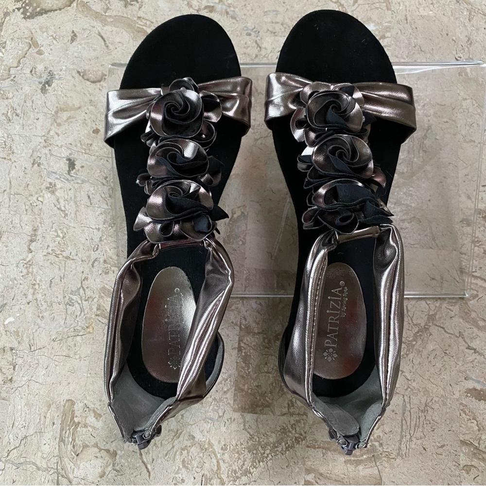 Patricia by Spring Step Harlequin Wedge Sandal Black /Metallic Size 41/9.5-10